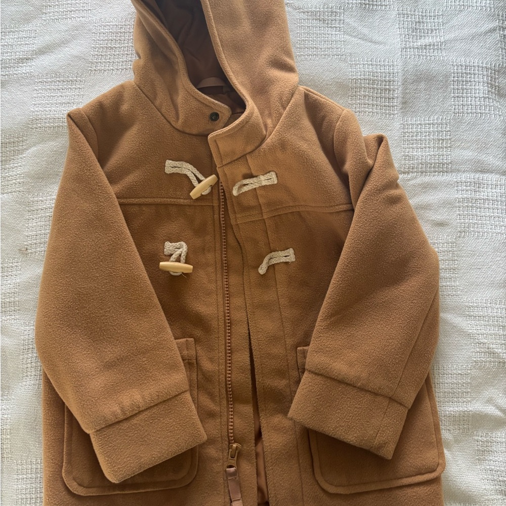 Girls Brown Toggle Coat with Hood